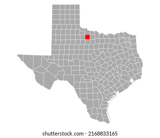 Map of Baylor in Texas on white