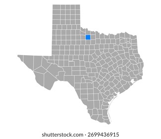 Karte von Baylor in Texas auf weiß