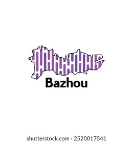 Karte von Bazhou moderne Umrisse und Technologie, Hohe detaillierte Vektorgrafik Designvorlage