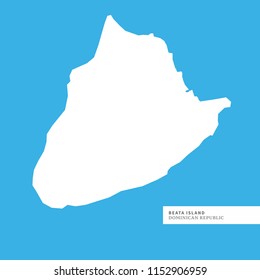 Map of Beata Island Island, Dominican Republic, contains geography outlines for land mass, water, major roads and minor roads.