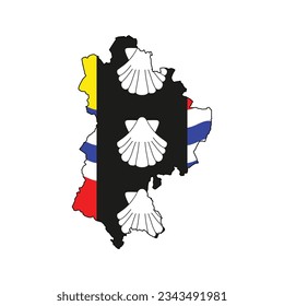 The map of the Bedfordshire county with its flag isolated on white background. Vector illustration