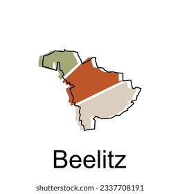 map of Beelitz vector colorful geometric design template, national borders and important cities illustration