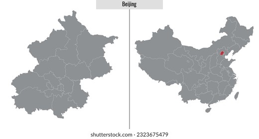 map of Beijing  province of China and location on Chinese map