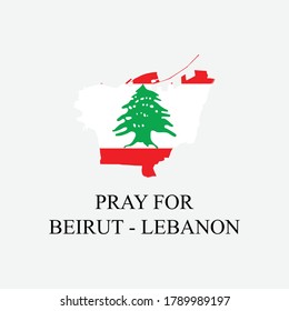 Map of Beirut - Lebanon Pray For graphic element Illustration template design