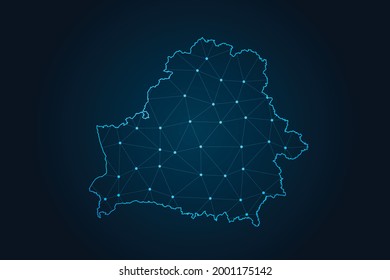 Karte von Belarus , Abstrakte Mash Linie und Punktwaage auf dunklem Hintergrund für Ihr Web-Site-Design-Karte Logo, App, ui, Travel. Vektorgrafik eps10.