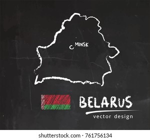 Map of Belarus, Chalk sketch vector illustration