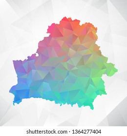 Map of Belarus. Colorful Geometric Rumpled Triangular , Polygonal Design For Your . Vector illustration eps 10.