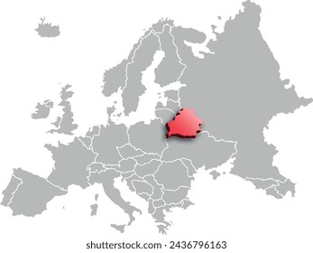 map of BELARUS with the countries of EUROPE 3d isometric
