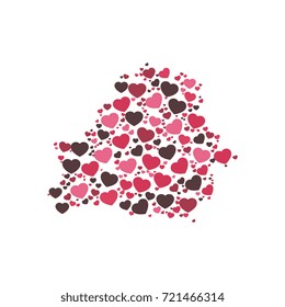 map of belarus filled with hearts of different sizes and colors