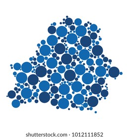 map of belarus filled with mosaic of circles of different sizes and colors on white background