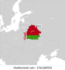Map of Belarus with flag fill