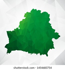 Map of Belarus - Green Geometric Rumpled Triangular , Polygonal Design For Your . Vector illustration eps 10
