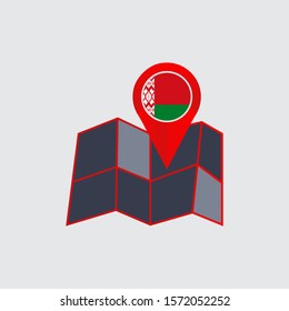 Map of Belarus is isolated by the state flag