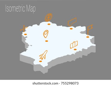 Map Belarus isometric concept. 3d flat illustration of Map Belarus.