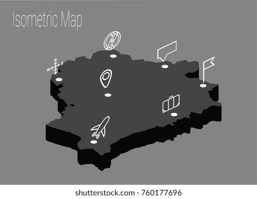 Map Belarus isometric concept. 3d flat illustration of Map Belarus.