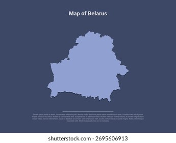  Mapa de Bielorrusia, silueta de Vector minimalista en azul suave sobre fondo oscuro