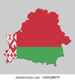 Map of Belarus with national flag. Vector Illustration.