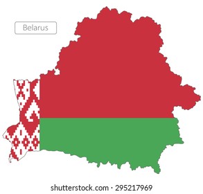 Map of Belarus with an official flag. Illustration on white background