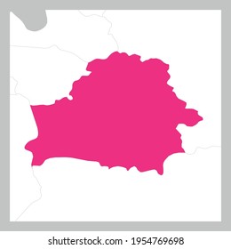 Mapa rosa de Bielorrusia resaltado con países vecinos