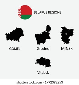 Map of Belarus state regions graphic element Illustration template design

