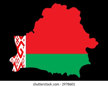 map of Belarus and their flag illustration