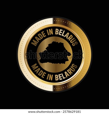 Map of Belarus. Vector illustration. Logo, Icon, and Symbol. Belarus map gold seal. 