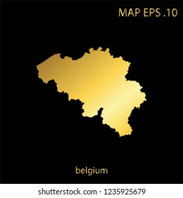 Map of belgium abstract corlor gold on black background.vector illustration eps 10.