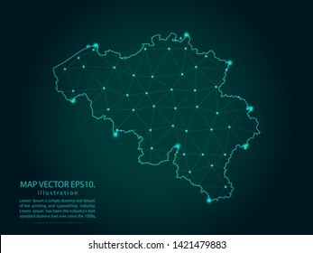 Map of belgium - Abstract mash line and point scales on dark gradient background. Wire Frame 3D mesh polygonal network line, design sphere, dot and structure. Vector illustration eps 10.