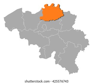 Map - Belgium, Antwerp