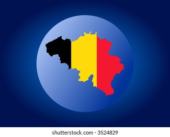 map of Belgium and Belgian flag globe illustration