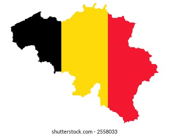 map of Belgium and Belgian flag illustration