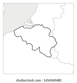 Map of Belgium black thick outline highlighted with neighbor countries.