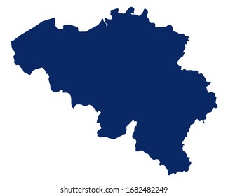 Map of Belgium in blue colour