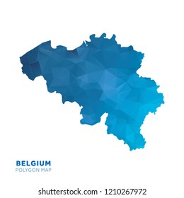 Map of Belgium. Blue geometric polygon map.