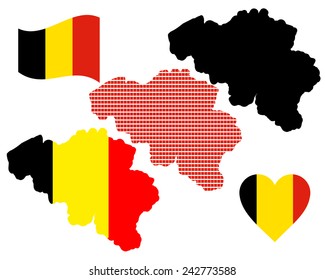 Map of Belgium in different colors on a white background