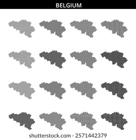 Map of Belgium with dotted pattern highlighting its geographical features