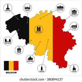 Map of Belgium. Famous places in Belgium.