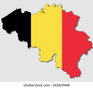Map of Belgium, Filled with the National Flag 