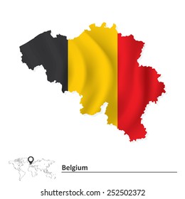 Map of Belgium with flag - vector illustration