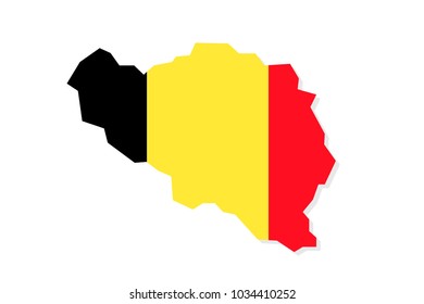 Map of belgium with flag,vector illustration