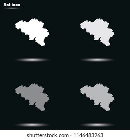 Map of Belgium grayscale vector icon.