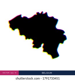 Map of Belgium in multicolor style on the border vector design template.
