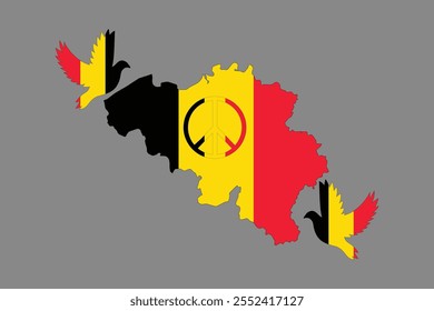 Map of Belgium with the national flag of Belgium, Belgium flag vector graphic, Belgium country flag is a symbol of freedom, vector illustration
