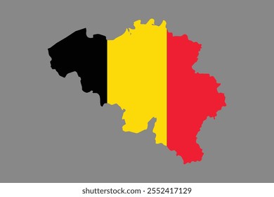 Map of Belgium with the national flag of Belgium, Belgium flag vector graphic, Belgium country flag is a symbol of freedom, vector illustration
