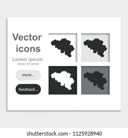 Map of Belgium placed on web page template vector icon.