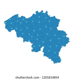 Map of Belgium from Polygonal wire frame low poly mesh,Belgium map Vector Illustration EPS10.