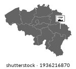 Map of Belgium with road sign Liège