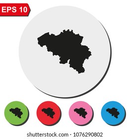 Map of Belgium round colorful vector icon.