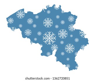 Map of Belgium with snowflakes