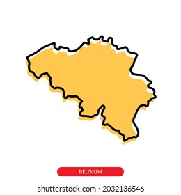 Map of Belgium vector design template. Simple style with editable stroke.